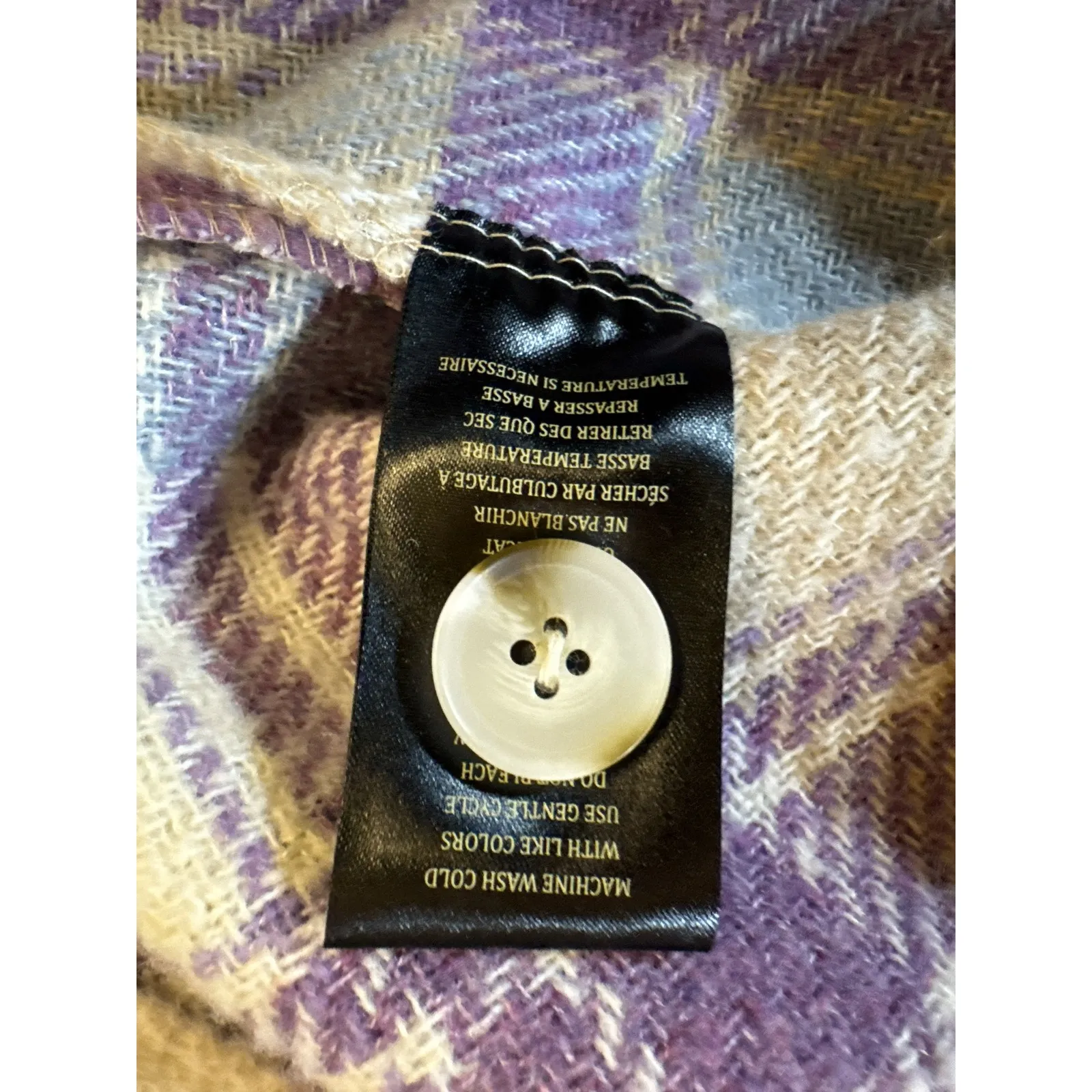 BLANKNYC Plaid Shacket Long Sleeve Shirt Jacket Purple Tan Blue Womens L Size L - Image 7