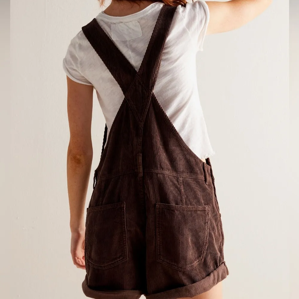 NWT Free People Ziggy Cord Shortalls in Barnwood - Image 3