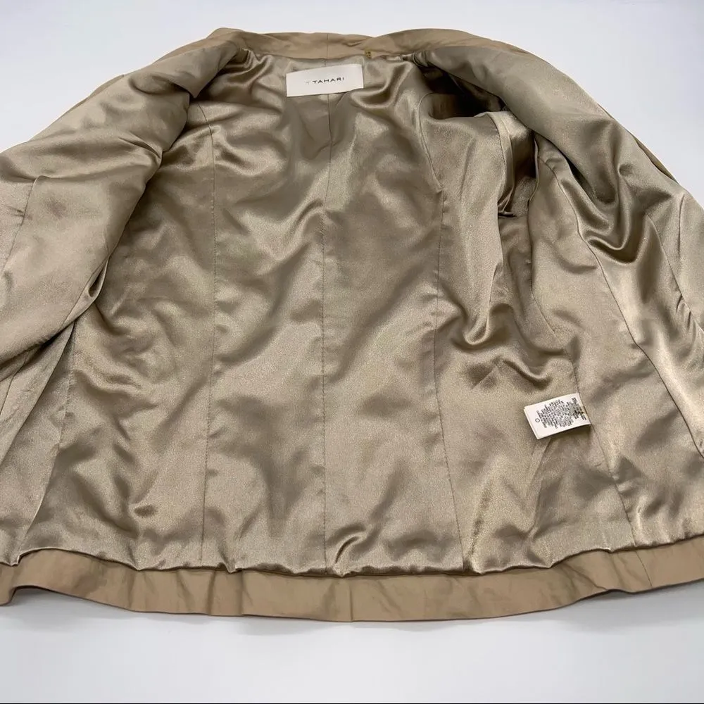 T Tahari - Glistening Tan Metallic Ruffled Blazer/Jacket - Image 8
