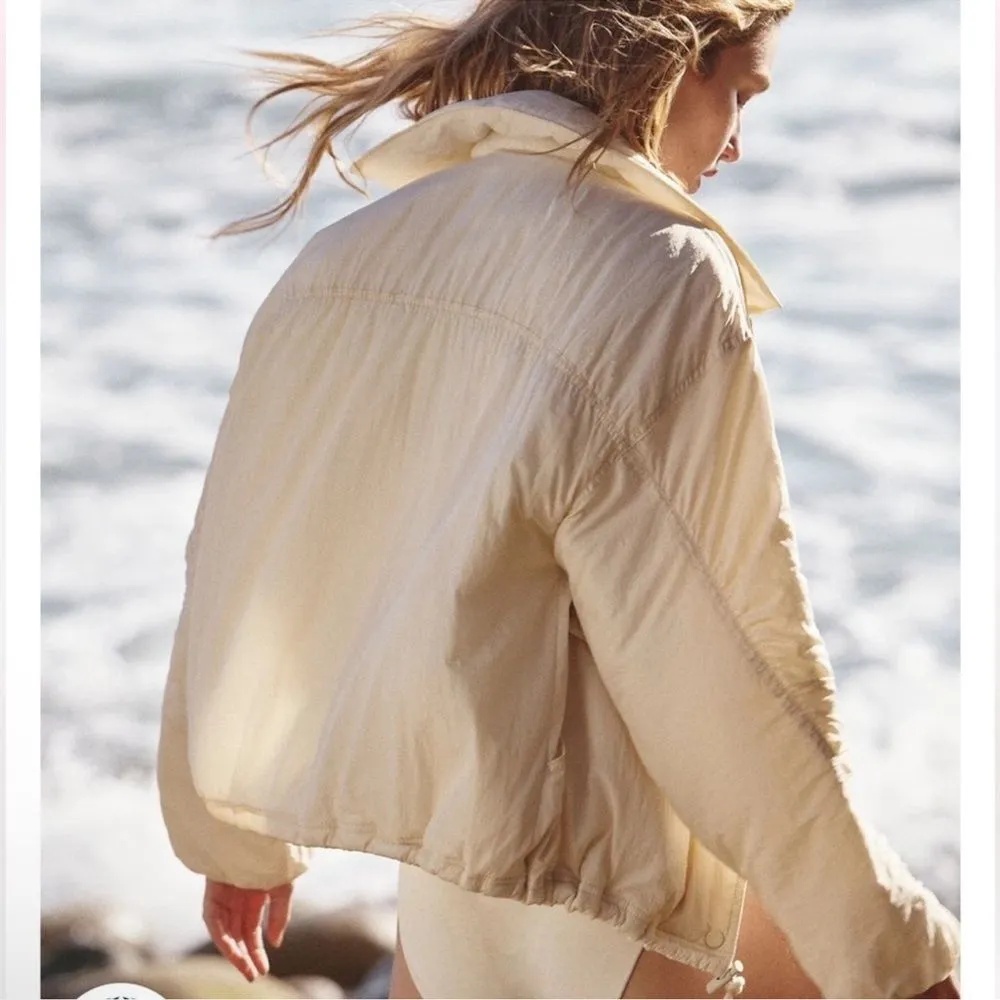 FP MOVEMENT Off The Bleachers Coaches Jacket M Layering Lightweight Boho Cream - Image 2