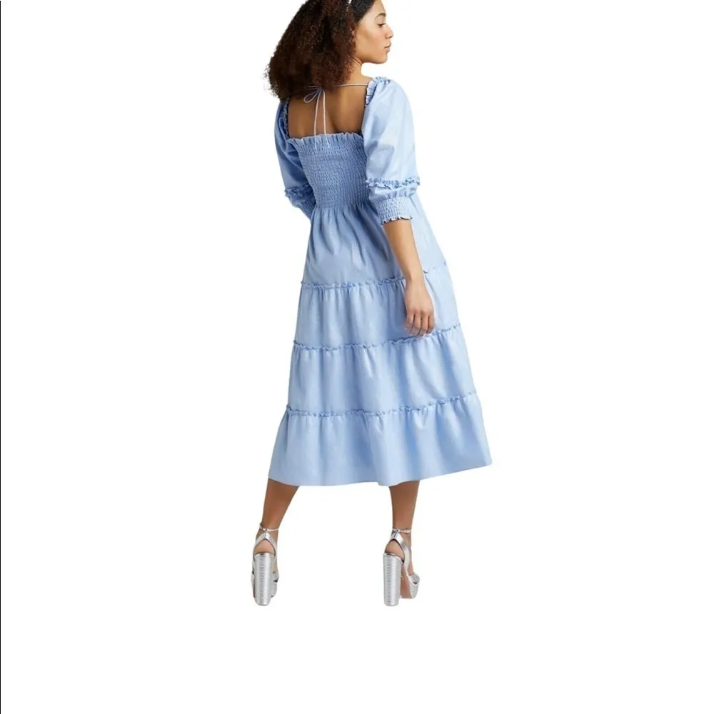 Hill House the Nesli Nap Dress in Light Blue Glitter Check - Image 15