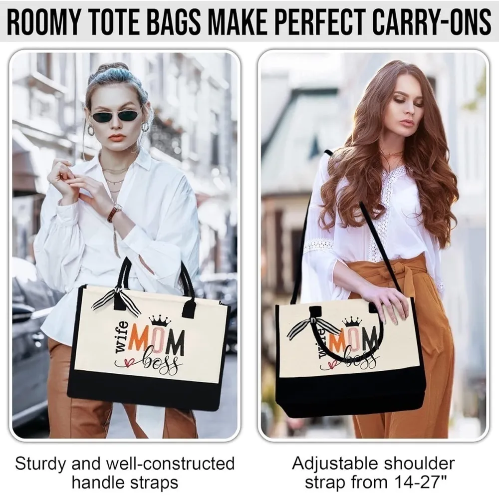 💕13oz Canvas Tote Bag With Zipper Reusable Eco-friendly💕 - Image 5