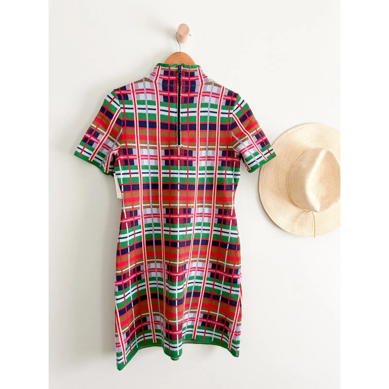 Anthropologie | NWT Nina Rainbow Plaid Sweater Mini Dress Mock Neck | Sz S - Image 11