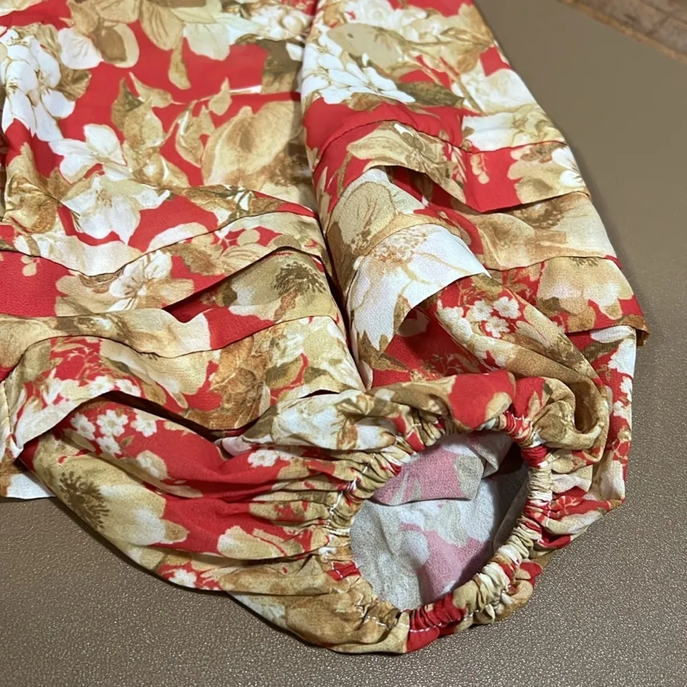 Flying Tomato size small cropped floral long sleeve top elastic back & sleeves - Image 8