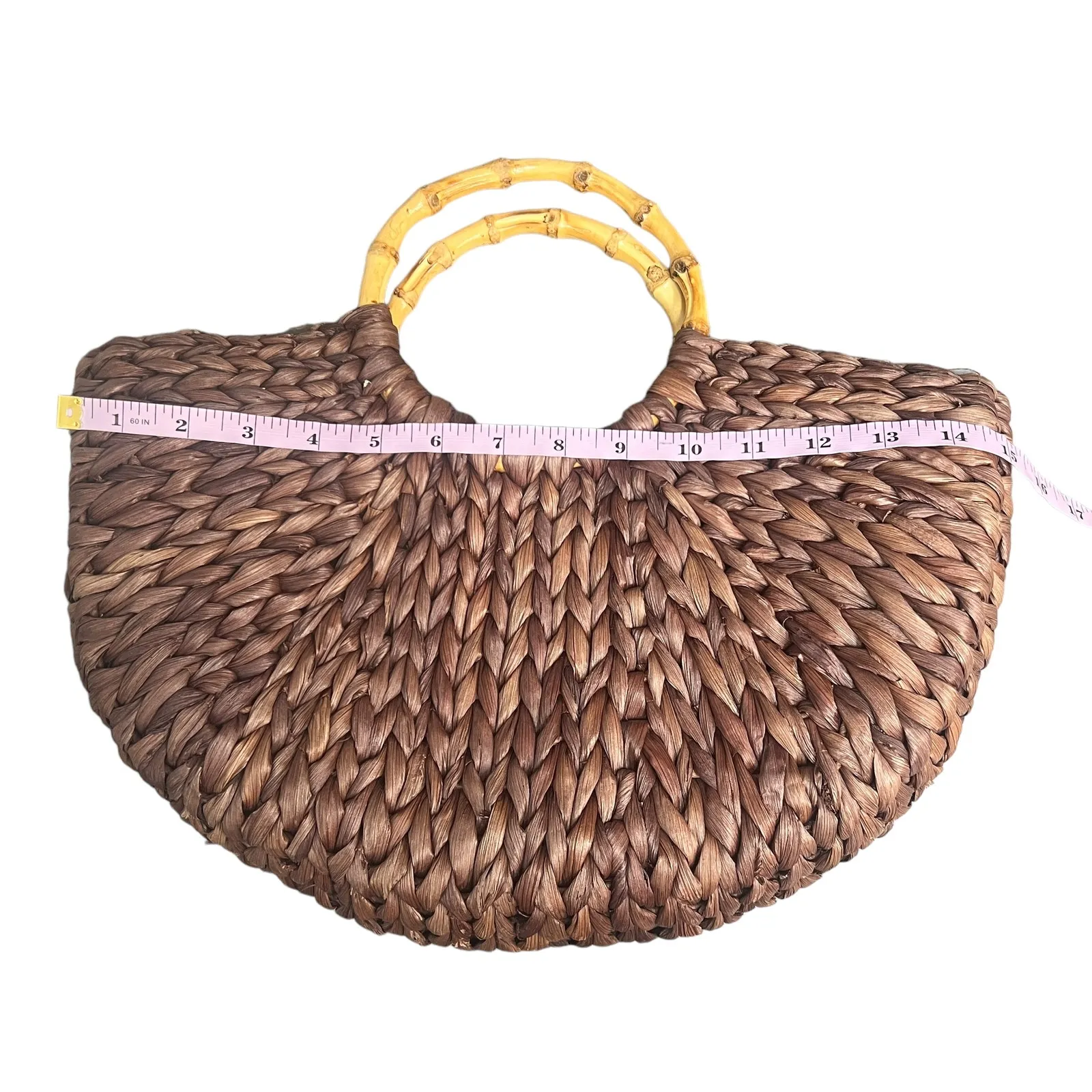 Saenza 100% Straw Beach Handbag Beach Summer Vacation Travel Boho Chic Coastal Brown - Image 6