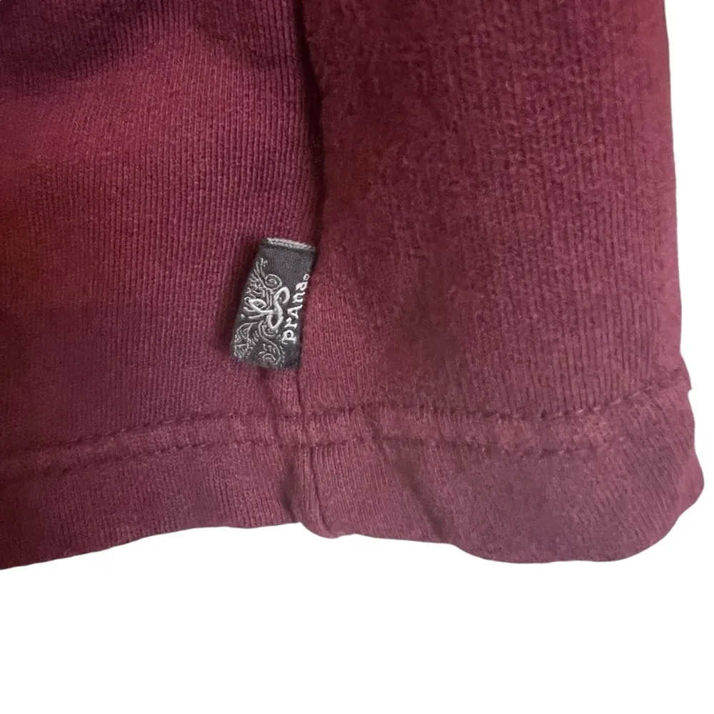 Prana Tori Double Breasted Military Jacket Sz S Burgundy Fleece Pockets Fall - Image 2