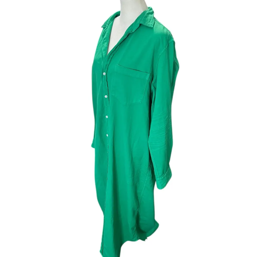 Frank & Eileen Rory Button-Up Shirt Dress – Emerald Green Size L Woven in Italy - Image 6