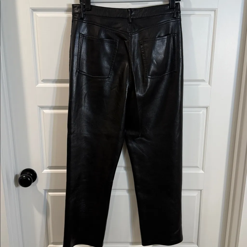 Aritzia Wilfred Melina High Rise Faux Leather Straight Leg Pants Womens 10 - Image 6
