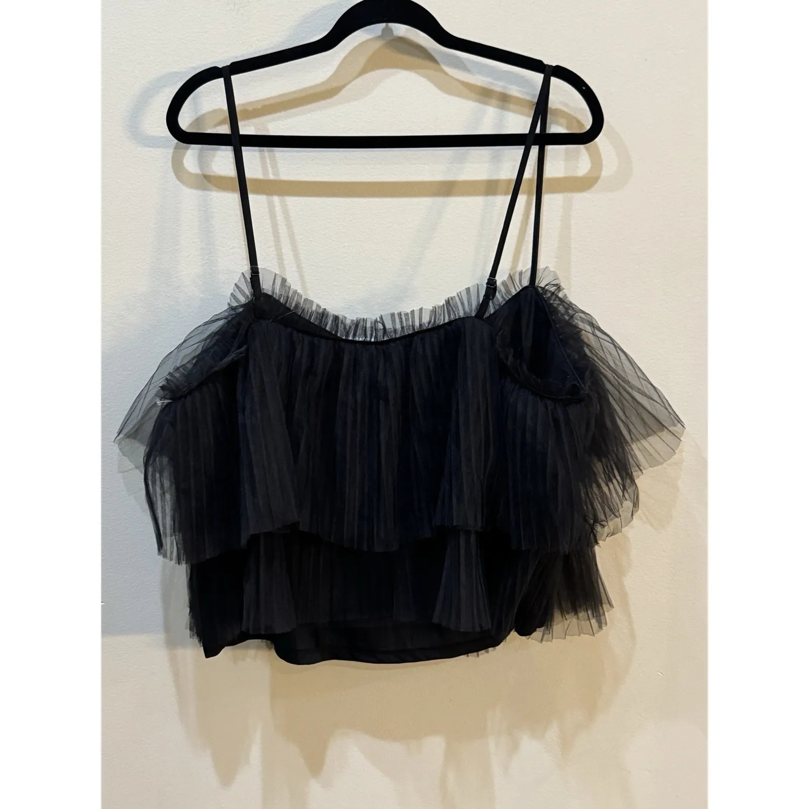 By‎ Anthropologie Pleated Tulle Tank Black Size XL - Image 4