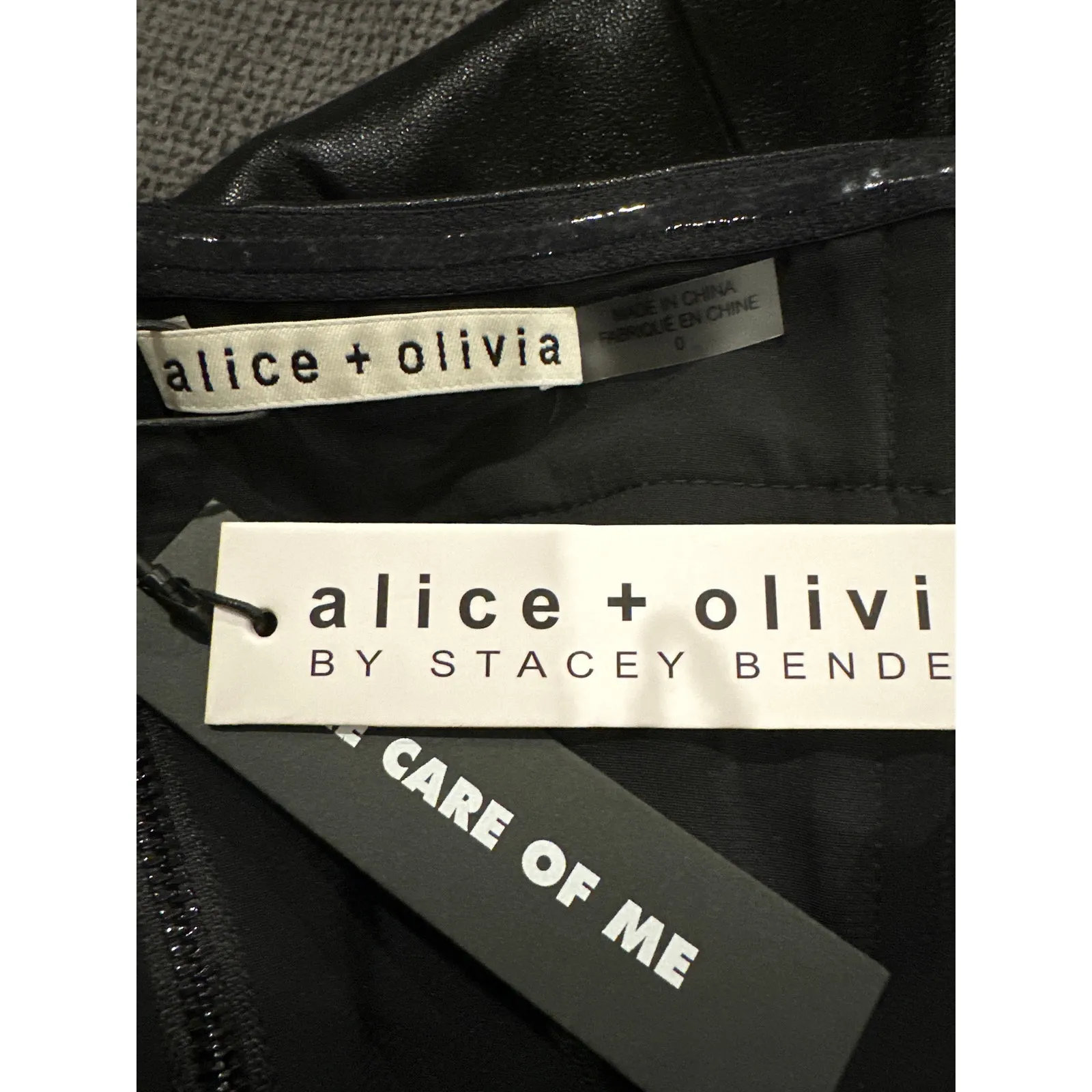 Alice + Olivia Kelly Strapless  Vegan Leather Mini Dress US 0 Black Stretch - Image 5