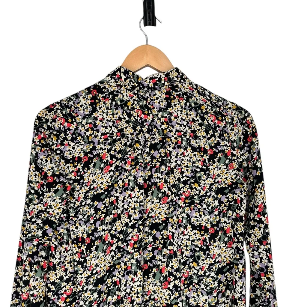 Anthro Maeve Matilda Dark Floral Long Sleeve Blouse size XS Petite Button Down - Image 8