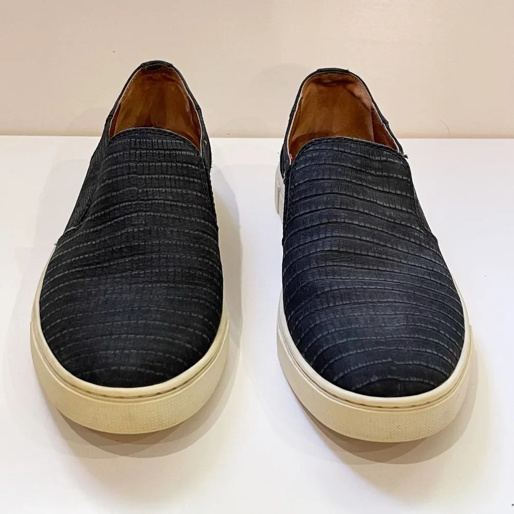 Frye 9 Leather Slip-On Sneaker Suede Embossed Reptile Lizard Skin Matte Gemma - Image 5