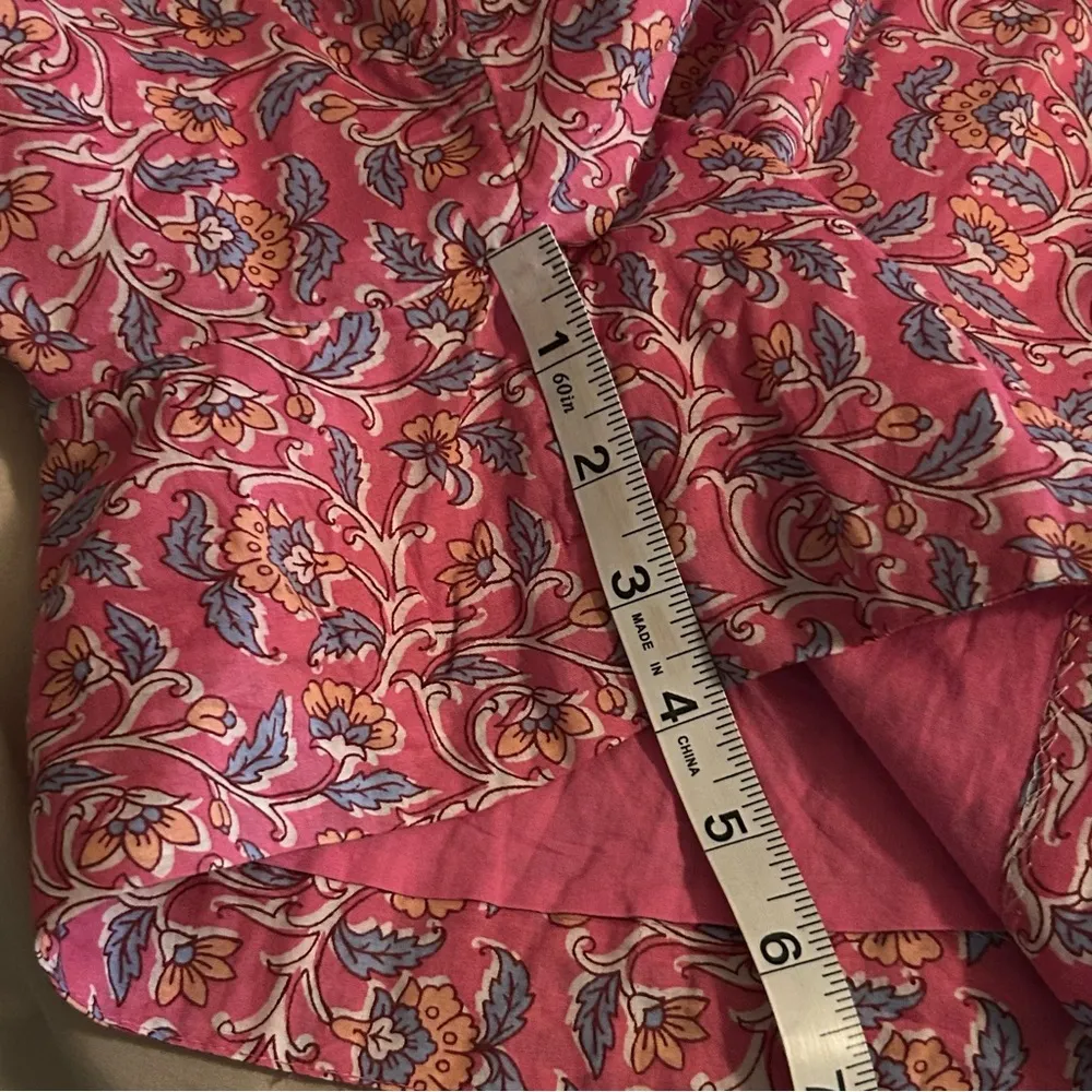 Crew Size 0 Embroidered Romper In Pink Vines Block Print Summer Tassel Floral - Image 13