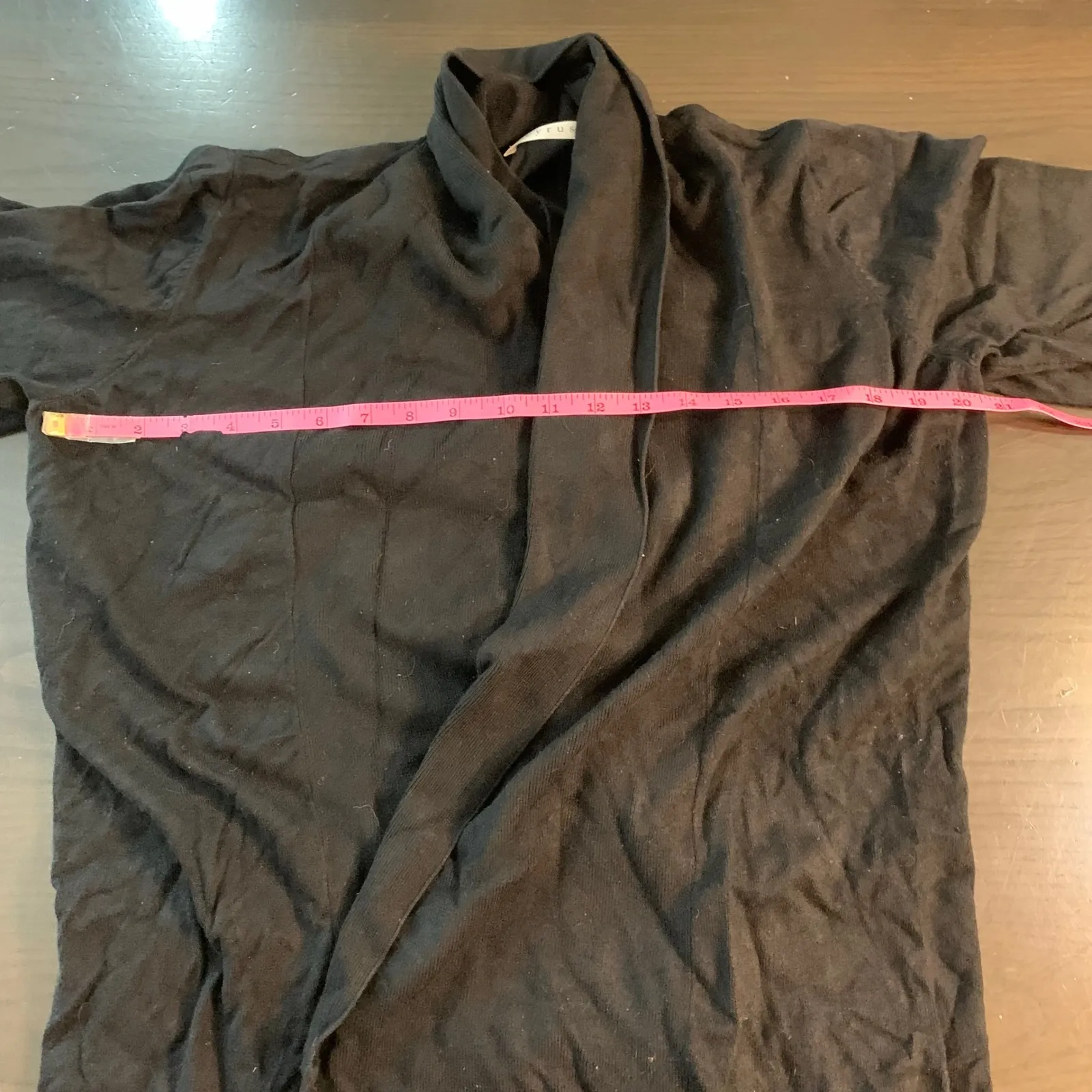 Cyrus Black Waterfall Cardigan Sweater Knit XL Lagenlook cozy modest staple - Image 5