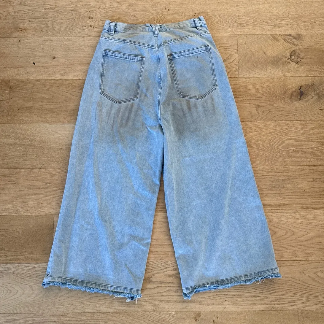 The Kript Jeans Baggy Wide Leg Size L Blue Brown - Image 4
