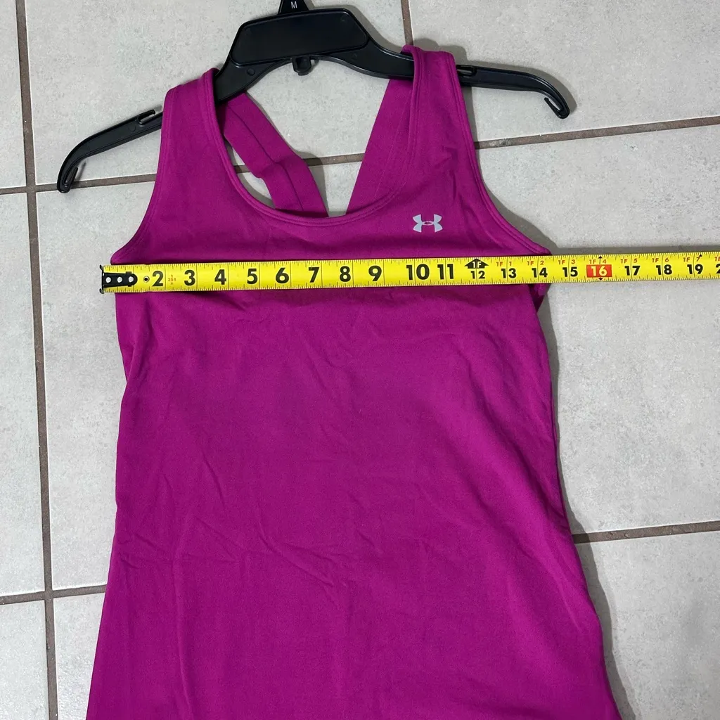 Under Armour Womens Racerback Tank Top Built in‎ Bra Purple Pink Heat Gear small - Image 8
