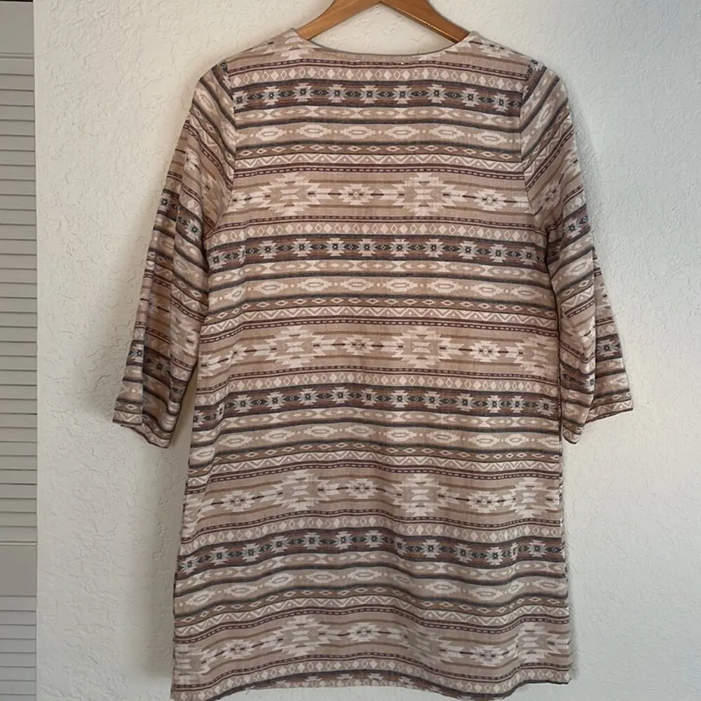 Entro Southwestern Print Dress Tassels Lace Up Western Aztec Cowgirl Mini - Image 5