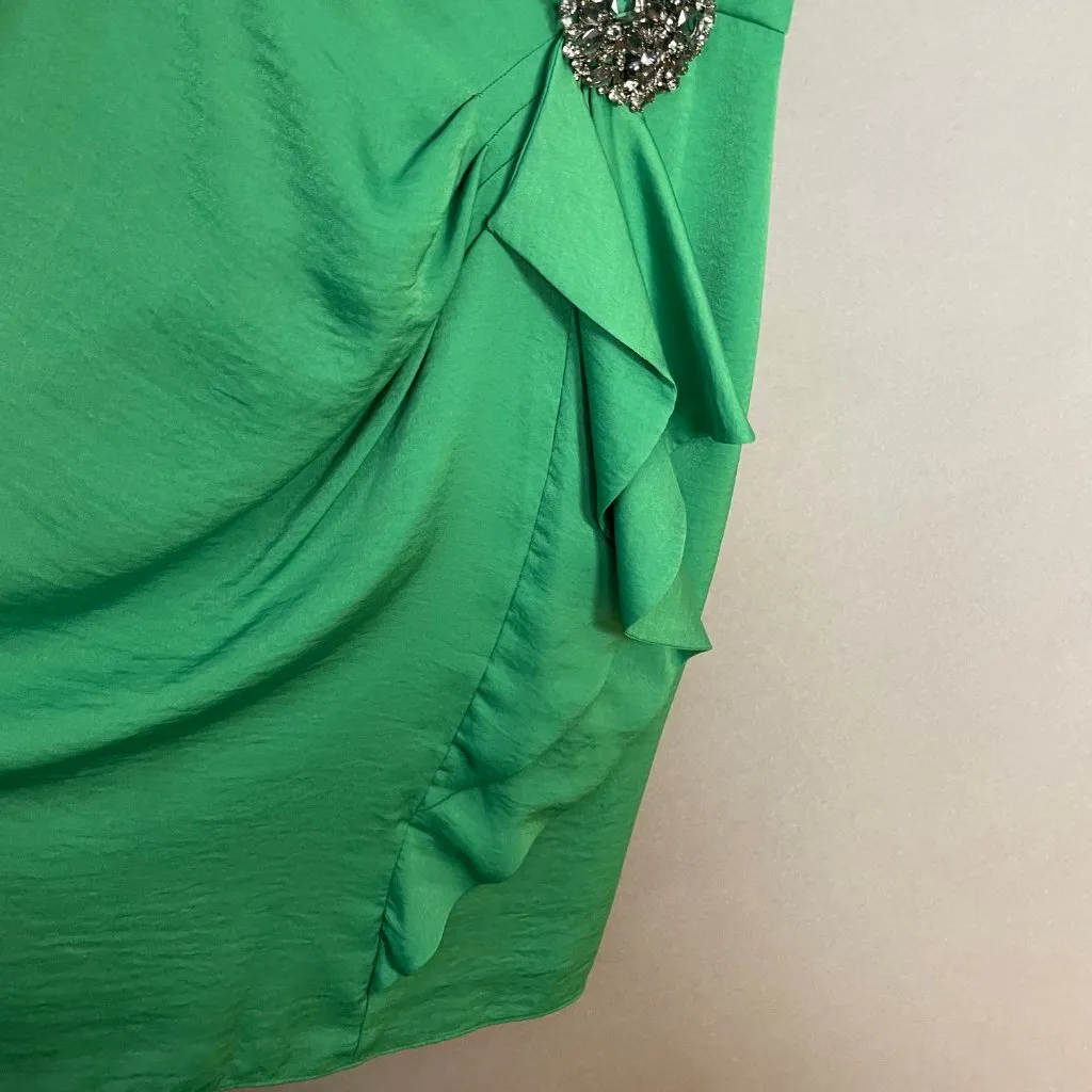 BCBGMaxAzria Strapless Dress‎ Brooch Larre Kelly Green Sz 10 Cocktail Homecoming - Image 15