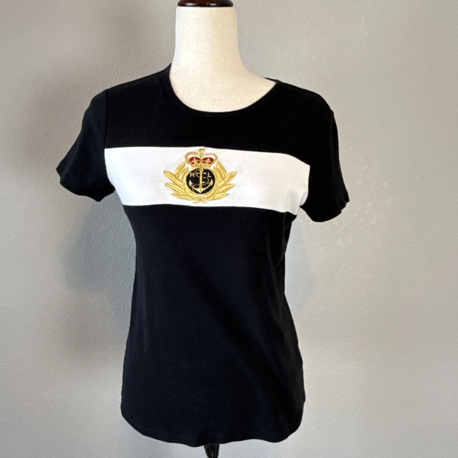 Ralph Lauren Womens Vintage y2k Embroidered Crest Logo Knit Shirt Top Size L - Image 2