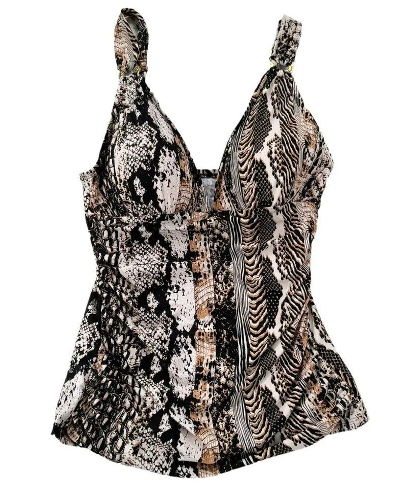 Bleu Rod Beattie Tankini Top Animal Print with Molded Cups Size 4 NWT - Image 4