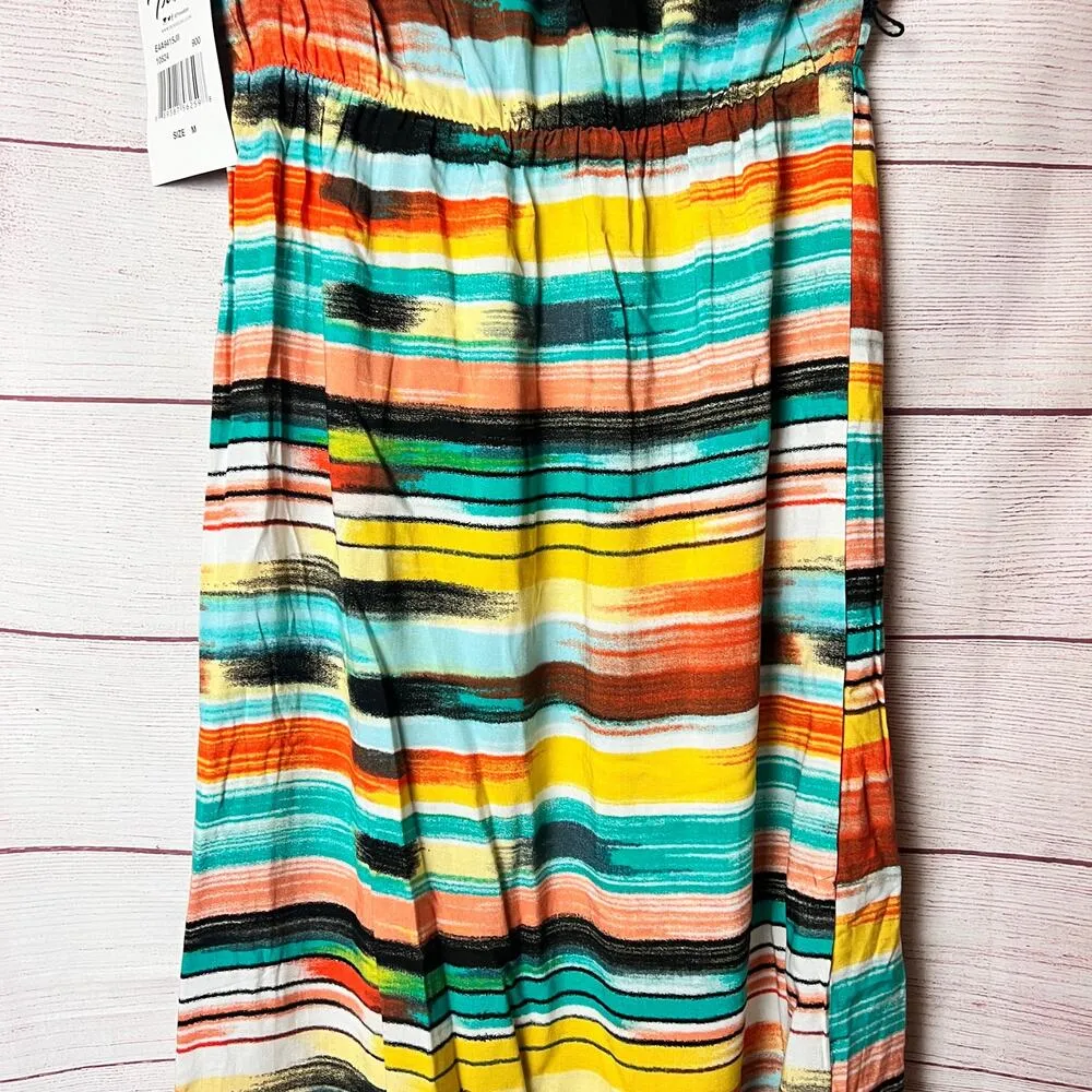 Trixxi Women's Maxi Flutter Multi-color Print Top Long Length Dress Sz M - Image 8