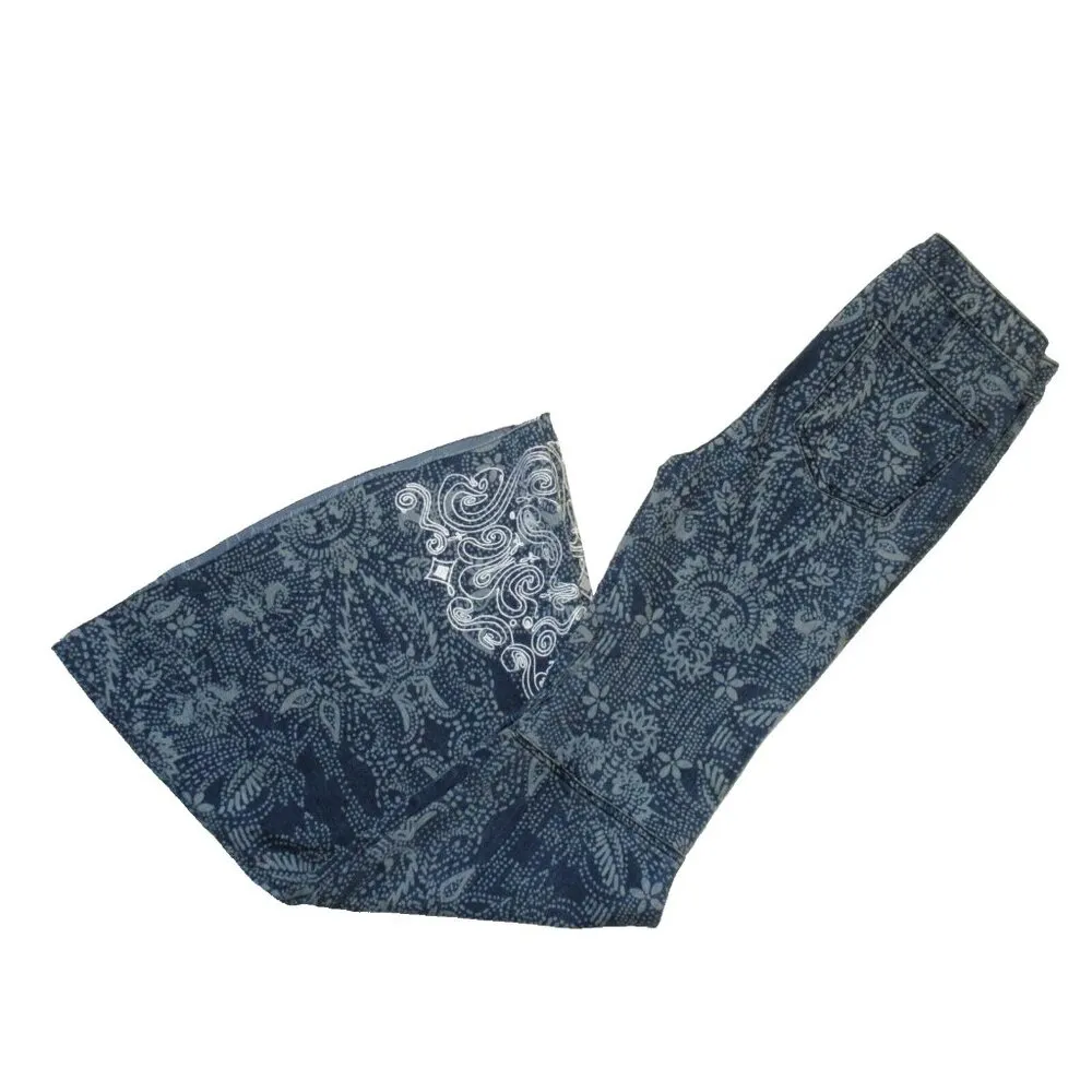 NWT Free People Float on Dot Print Embroidered Embellished Super Flare Jeans 26 - Image 7