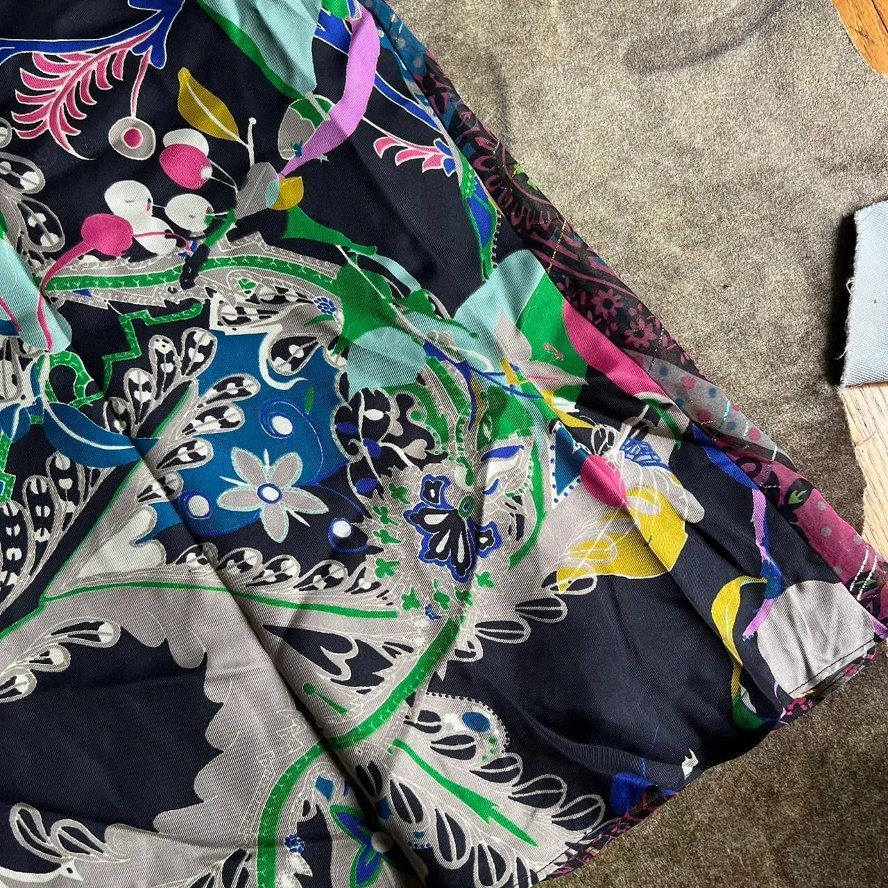 Christian Lacroix Patchwork Fairy Floral Print Silk Midi Skirt - Image 4