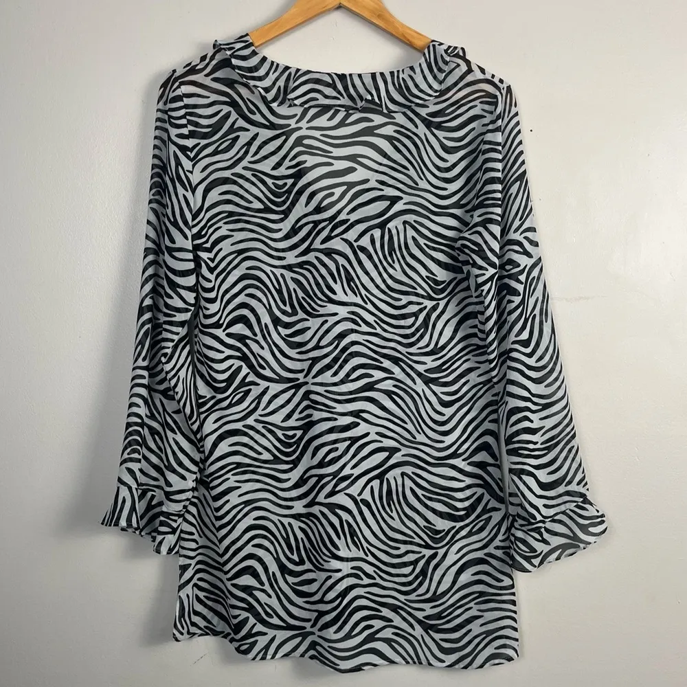 Victoria’s Secret y2k 2000 zebra print night sheer shirt size small - Image 5