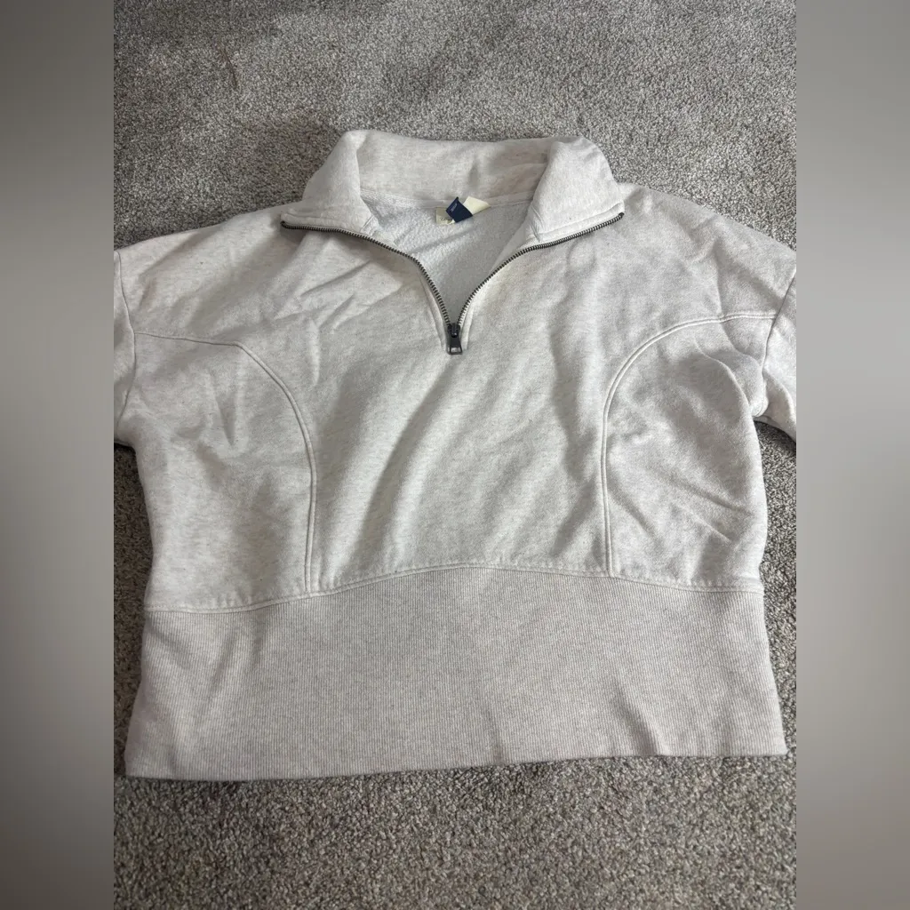 UNIVERSAL THREAD Women's Half-Zip Pullover Sweatshirt Size M In Heather Oatmeal - Image 2