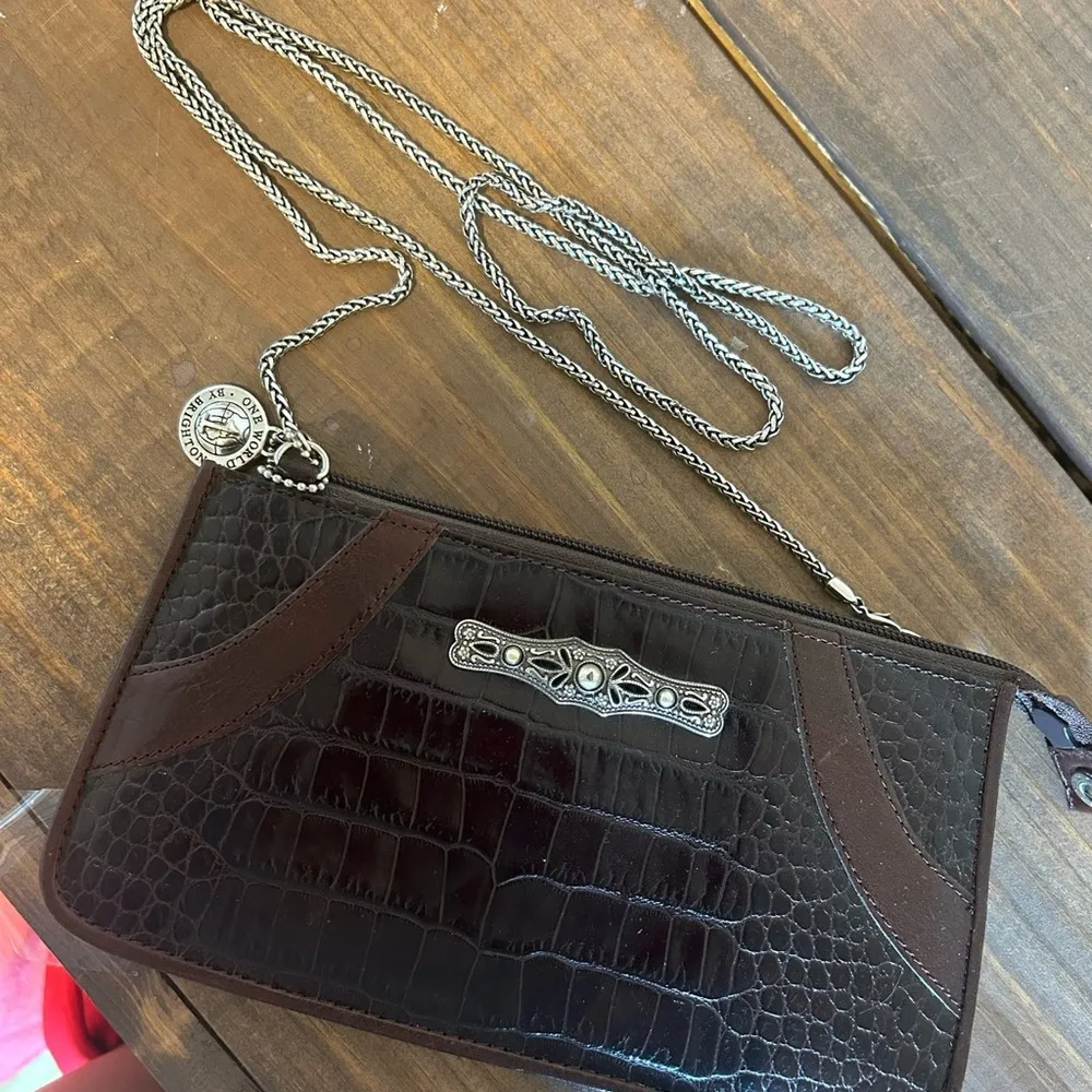 Brighton Vintage  Croco Embossed Leather Crossbody Purse - Image 2