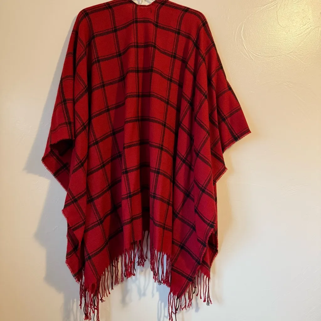 CHAPS  Windowpane Red Plaid Shawl - Image 8
