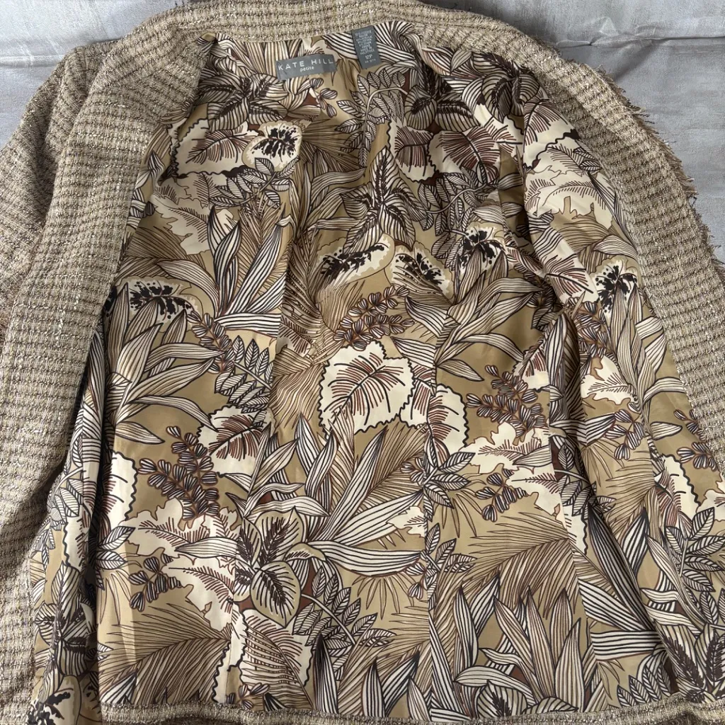 Kate Hill Women's Size 12P Brown Gold Mine Petite ClassyTweed Jacket - Image 5