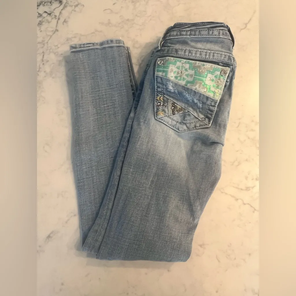 Miss Me Jeans Women’s 25 Signature Skinny Rhinestone Distressed Jeans Y2K - Image 4