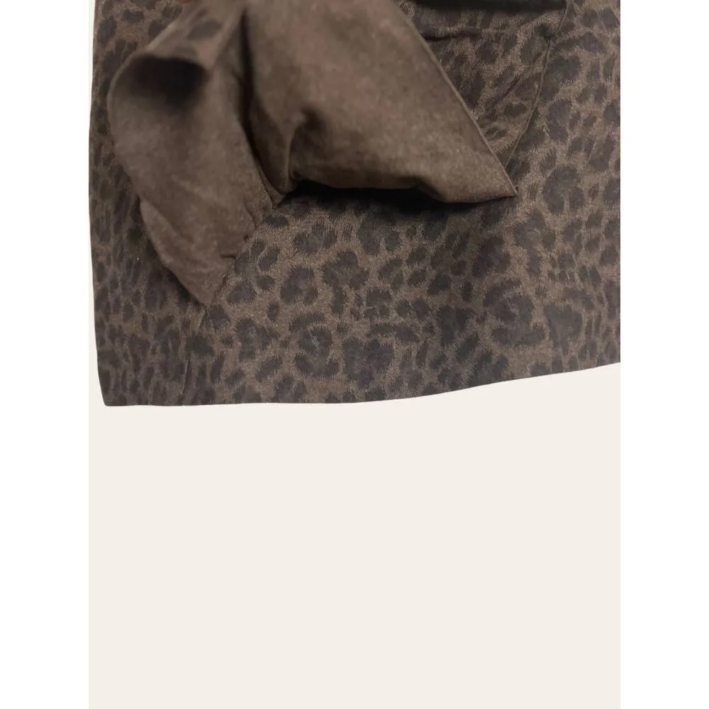 Rebecca Taylor Leopard Animal Print Wool Asymmetrical Ruffle Mini Skirt Size 4 - Image 3