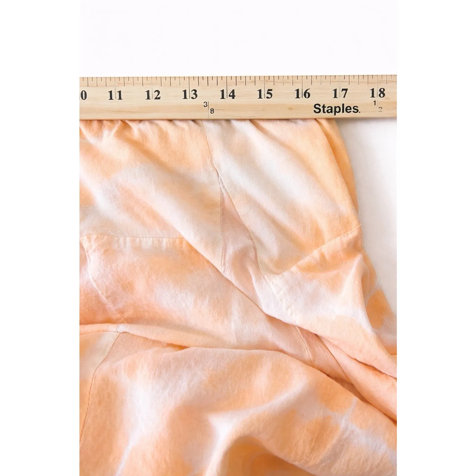 Soft Surroundings Peach Tie Dye Maxi Skirt Elastic Waist Cotton Size L - Image 6