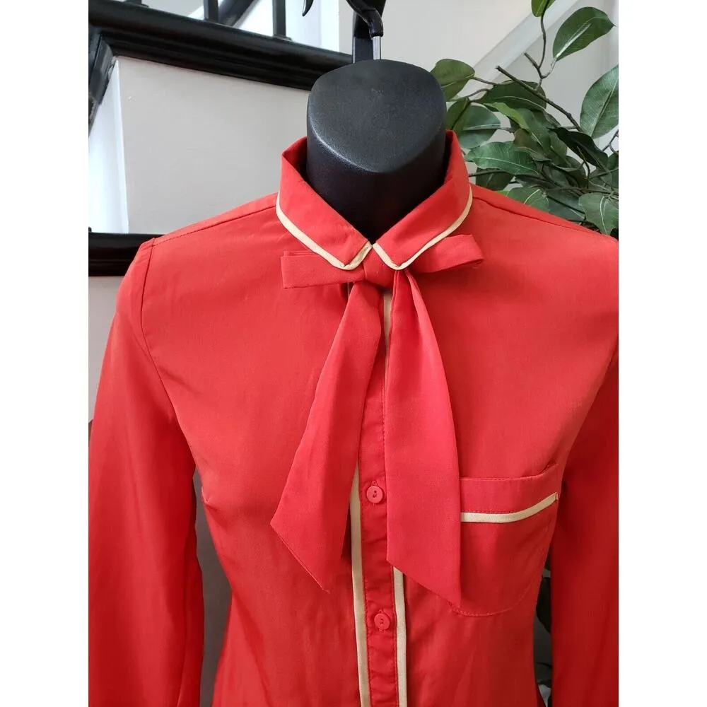 Cooperative  Solid 100% Polyester Collared Long Sleeve Button Down Shirt XS - Image 2