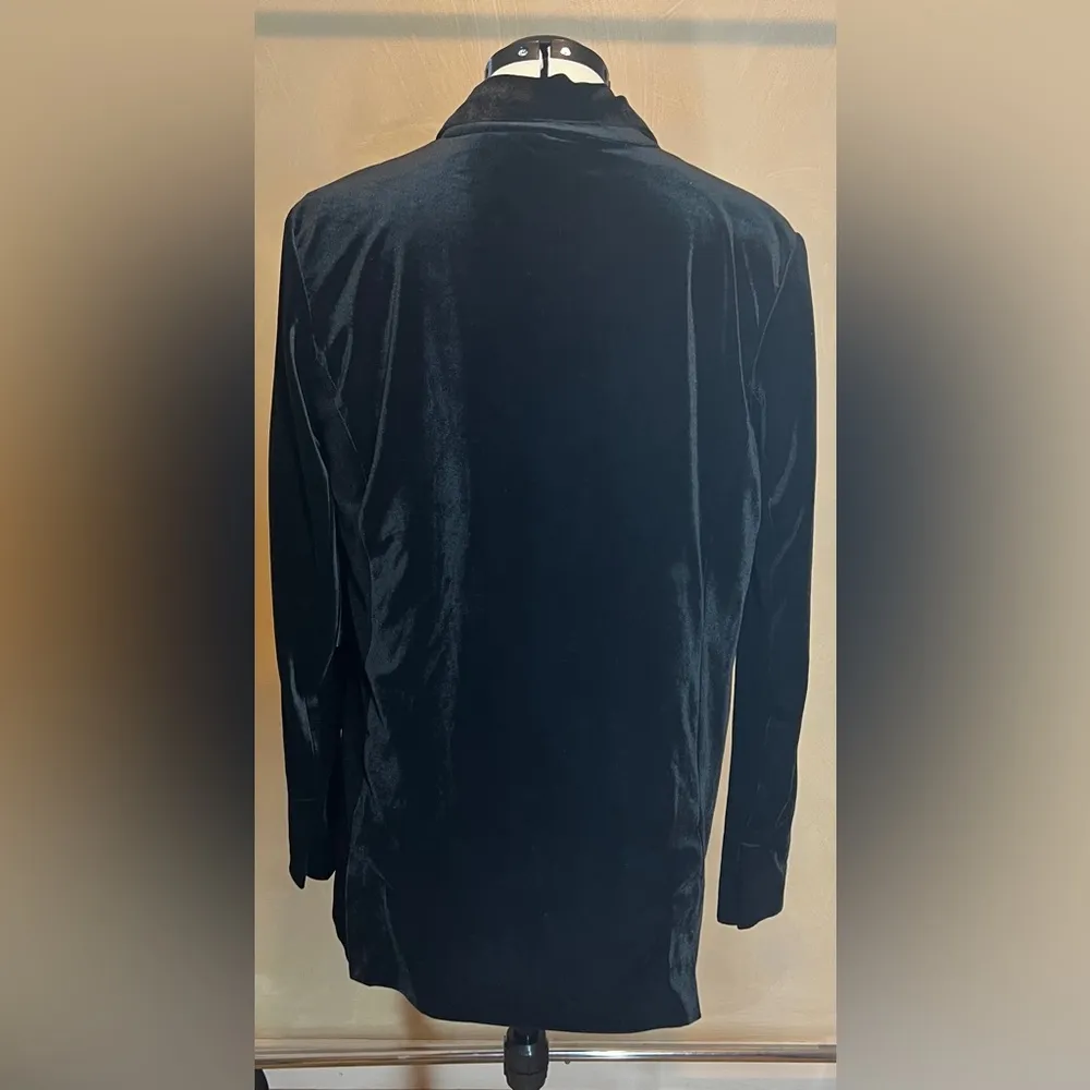 GNW women’s Black Velvet one button Academia Blazer Jacket w/Floral lining|SZ:M Size M - Image 15