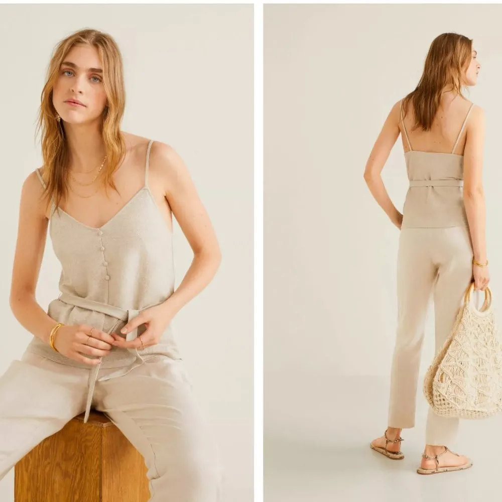 NWT MNG MANGO  Button Detail Tie Waist Cami Top - Image 2