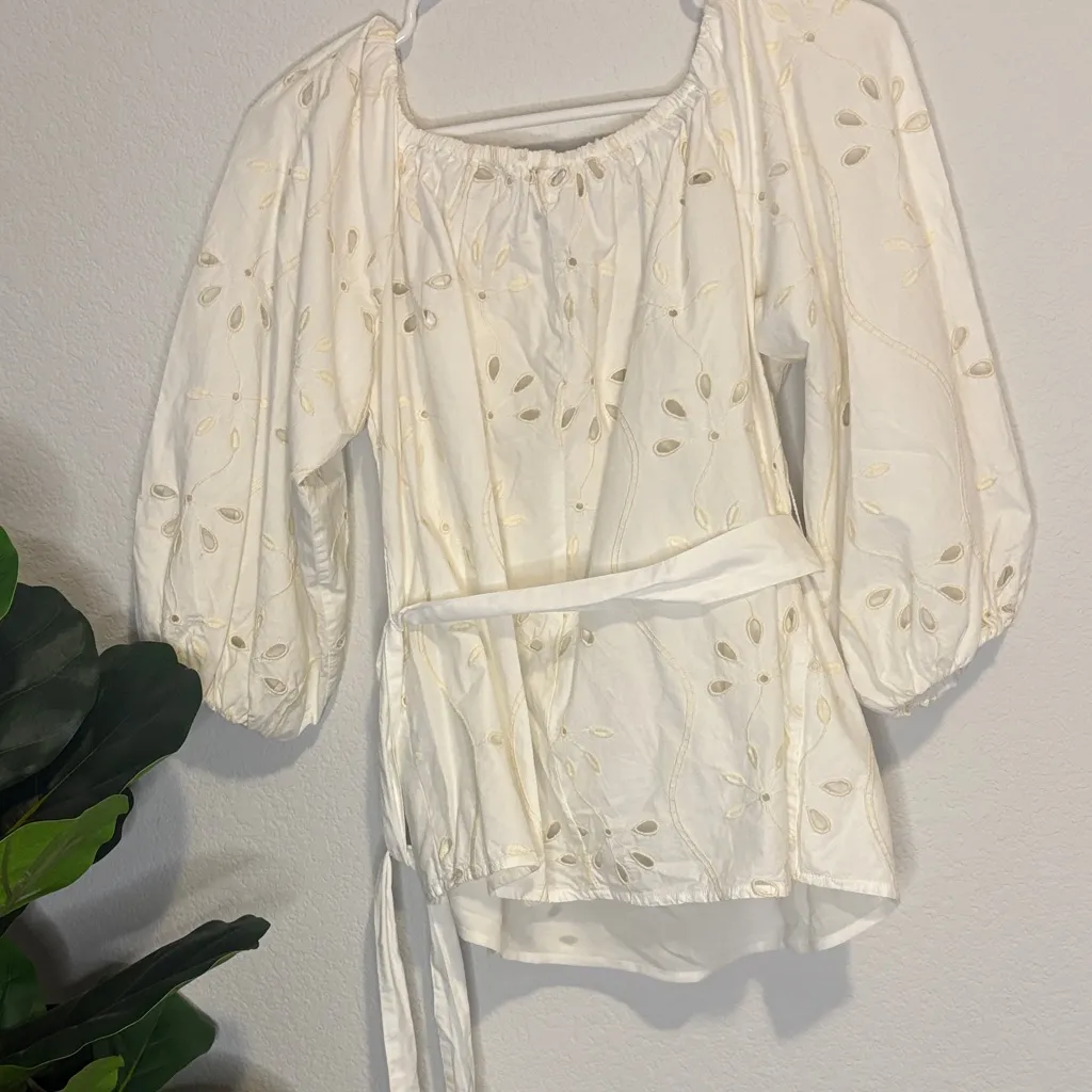 River Island Cream Embroidered Blouse - Image 6