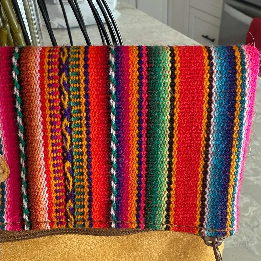 Peruvian foldover clutch bag with a colorful rainbow - Image 3