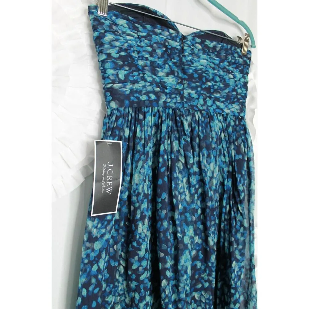 J.Crew Marbella Strapless Dress Silk Chiffon Blue Size 4 Bridesmaid Cocktail - Image 7