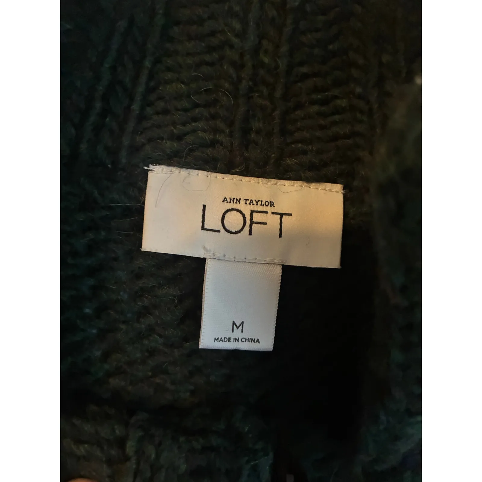 LOFT Wool Alpaca Dolman Knit Cardigan Medium Dark Green - Image 3