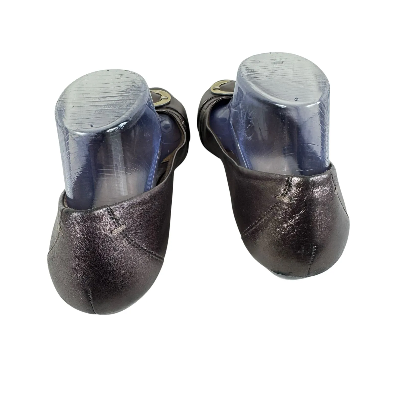 Andrew Geller Brown Metallic Buckle Low Heeled Ballet Slip On Shoes Size 7.5 - Image 3