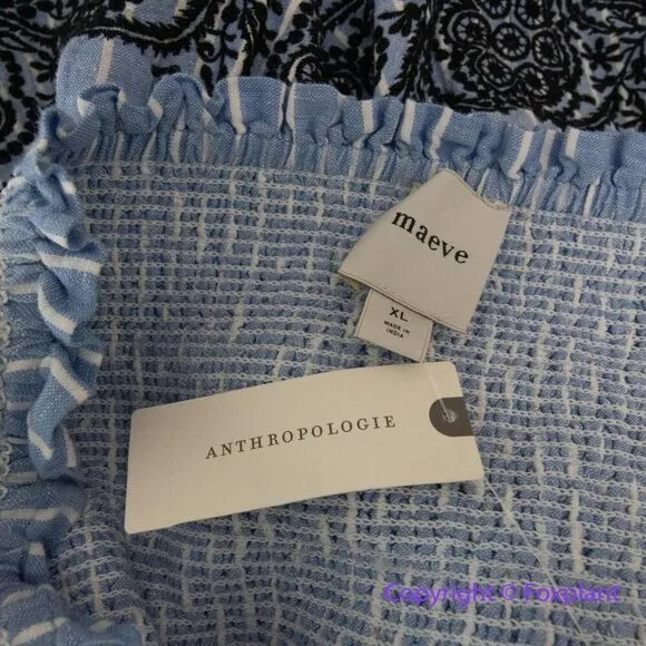 New! Anthropologie Maeve‎ Smocked Linen Mini Skirt, size XL - Image 13