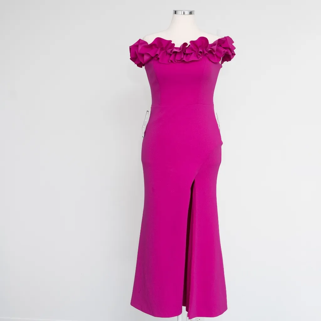 XSCAPE - Petite Ruffled Off-The-Shoulder Gown - Image 2