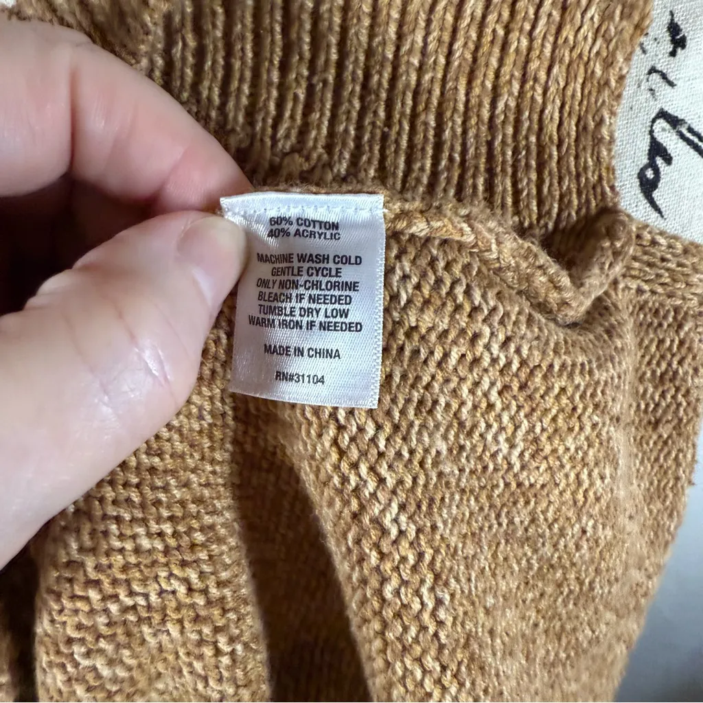 Crown & Ivy Tan Oversized Long Sleeve Cable Knit Mock Neck Sweater Size XL - Image 8