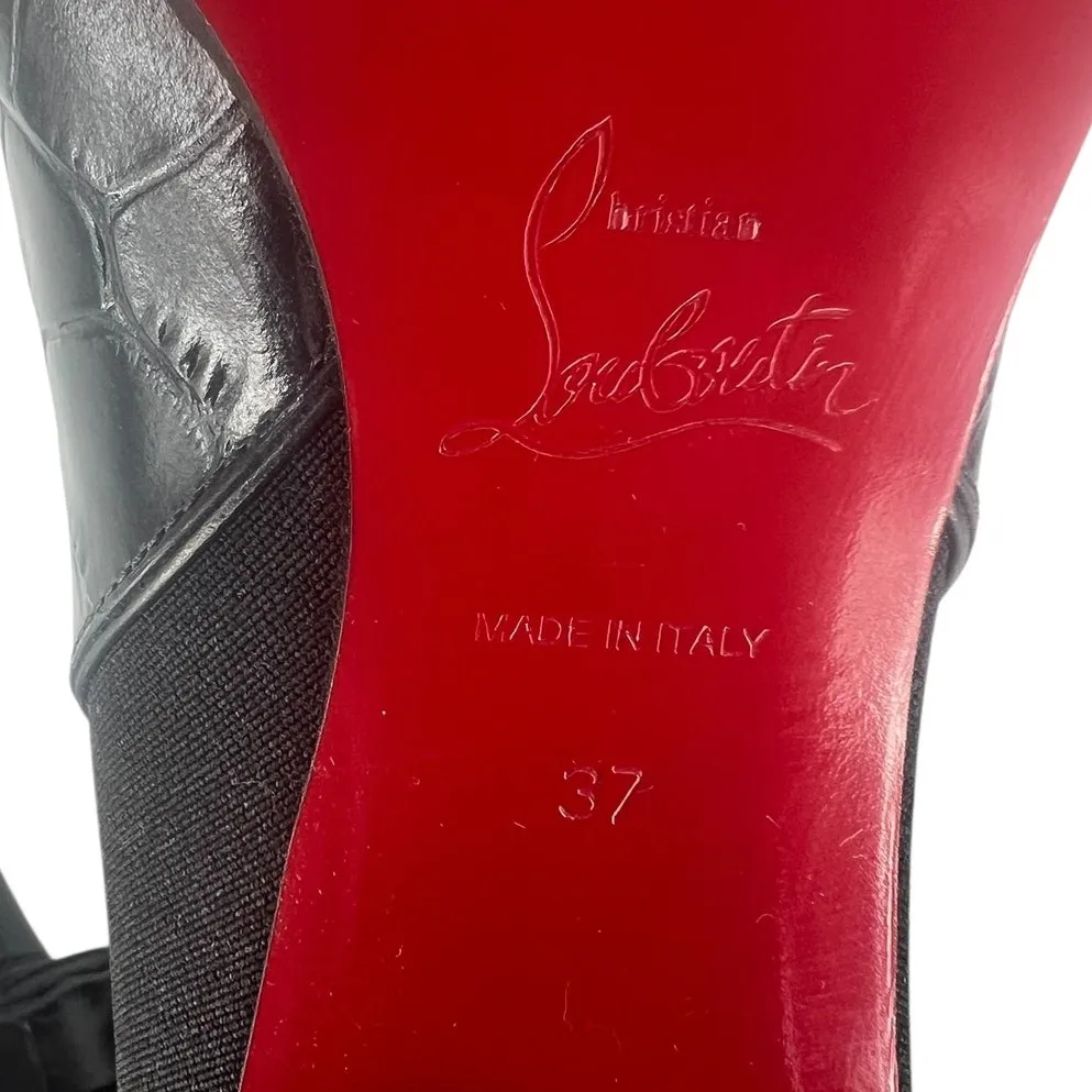 Christian Louboutin Croc Embossed Chelsea Boot 70 Calf Leather in Black - Image 13