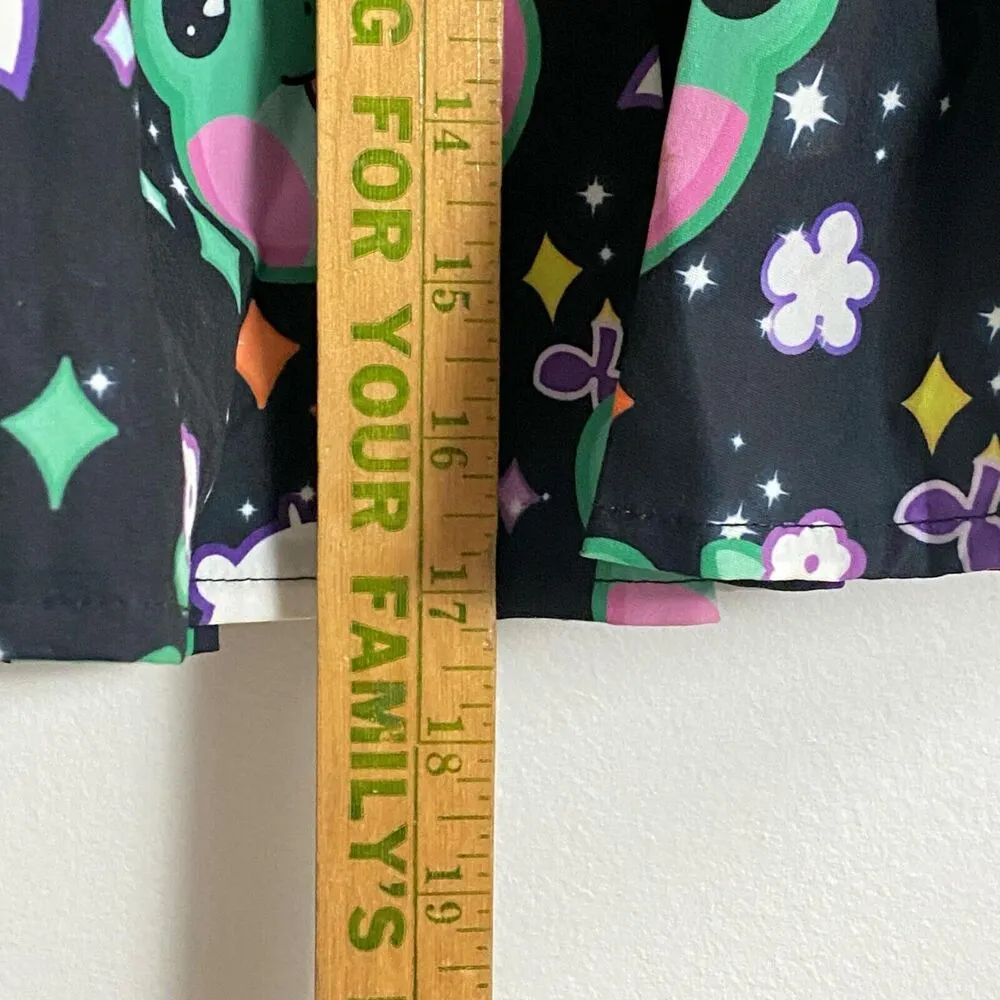 ROMWE Kawaii Cartoon Graphic Pleated Skirt With Chain Women's Size L - Image 4