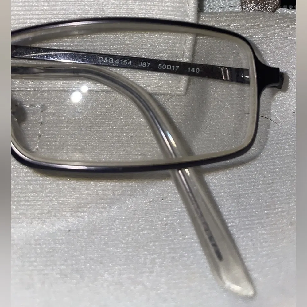 Dolce & Gabbana Wire Rim Eyeglasses Silver Rectangle White Zipper Case - Image 6