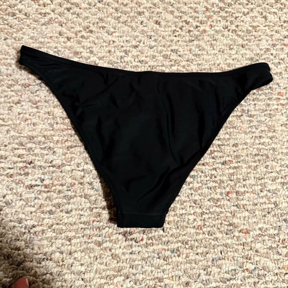 J.Crew NWT  Heritage 1989 high-leg bikini bottom Black- Size Large - Image 4
